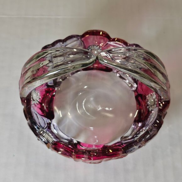 Vintage Westmoreland Glass Pink Lavender Dogwood/Pansy Split Handle - Picture 2 of 8